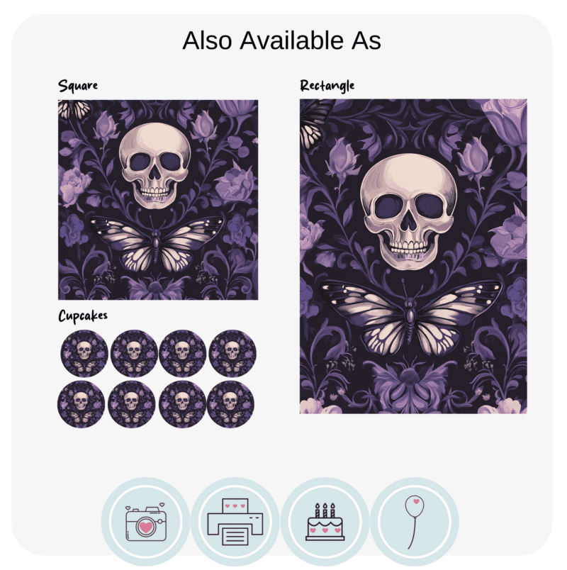 Skull and Butterfly Themed Cake Topper - Image 2